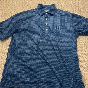 Navy Blue Textured Polo Shirt with Classic Collar